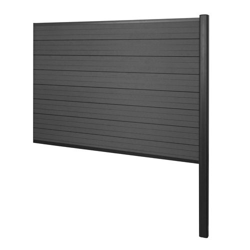 Brise-Vue En Wpc Sarthe, Brise-Vent De Clture, Poteau En Aluminium   Extension, 185cm Anthracite