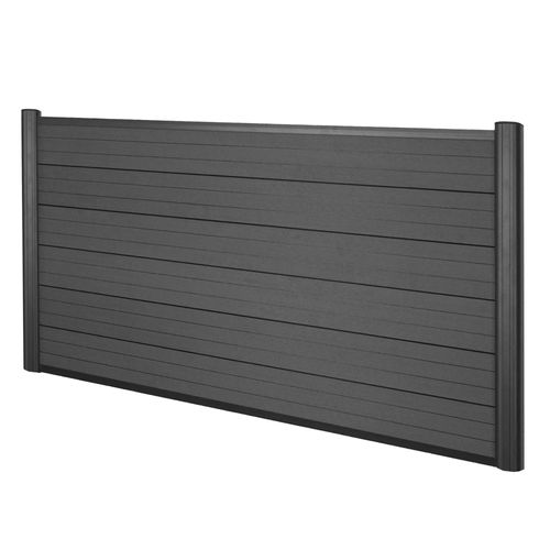 Brise-Vue En Wpc Sarthe, Clture Brise-Vent, Poteaux Aluminium   lment De Base, 1.90m Anthracite