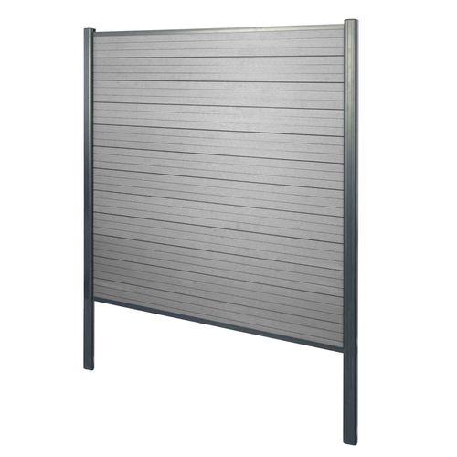Brise-Vue En Wpc Sarthe, Clture Brise-Vent, Poteaux Aluminium   lment De Base, 190cm Gris