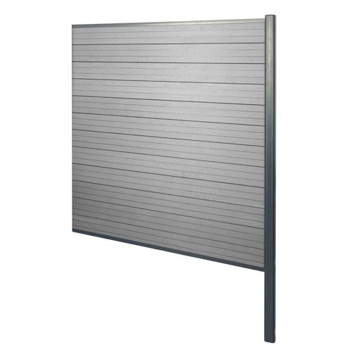 Brise-Vue En Wpc Sarthe, Clture Brise-Vent, Poteaux En Aluminium   Elment D'extension, 185cm Gris