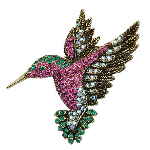 Broche Colore En Strass Pour Femme, Broche En Forme D'oiseau, Accessoires De Mode Corenne, Vente En Gros Directe D'usine