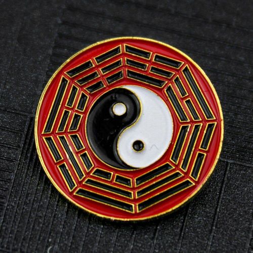 Broche Rtro Porte-Bonheur Chinois Taoism Tai Chi Yin Yang, Noir Et Blanc, 8 Diagrammes, pingle De Divination, Badge, Bijoux Religieux Augory