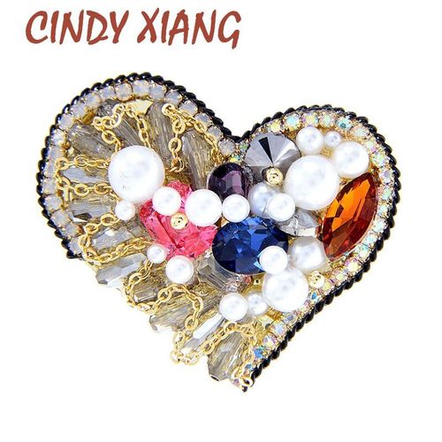 Broches En Forme De CUr Pour Femmes, Nouveau Design, Faites  La Main, Strass Multicolores,  La Mode, Perles En Cristal Brillant
