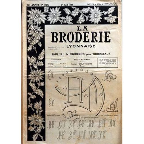 Broderie Lyonnaise (La) N 1178 Du 01/04/1960 - N 2 Alphabet Complet Pour Lingerie - N 1 Am Monogramme Plumetis Pour Drap - N 3 Rj Cm 2 Monogrammes Pour Serviettes