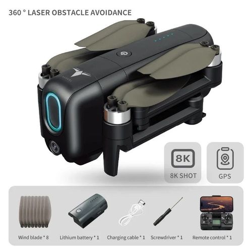 Bronchdrone Esc Avec Contrle D'objectif  3 Axes,Avion Gps,vitement Automatique D'obstacles  360 ,Importateur Professionnel 8k Avec Double Camra - Type Black