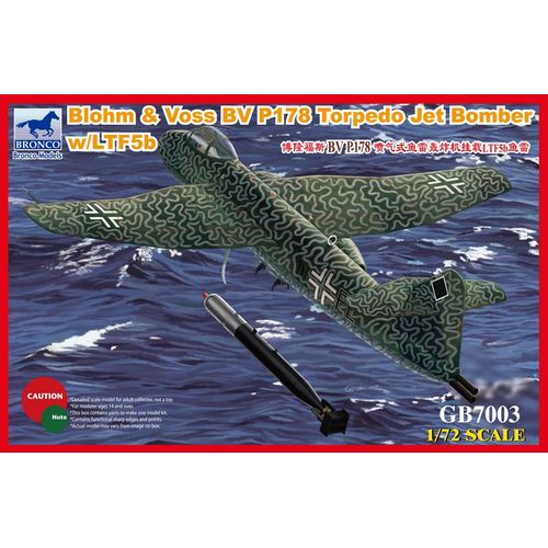 Bronco Models 1/72 Blohm & Voss Bv P178  Torpedo Jet Bomber W/Ltf5b Torpedo. Gb7003