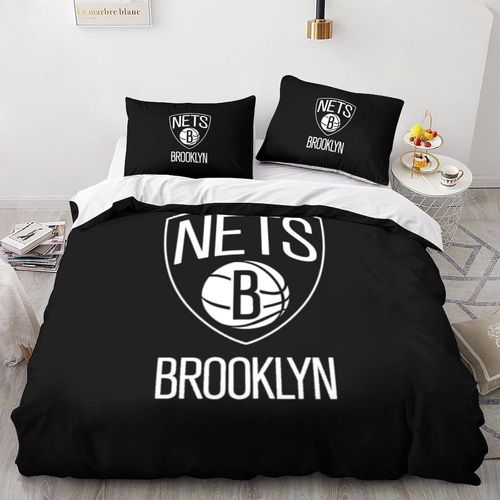 Brooklyn Nets Housse De Couette D Imprim Parure De Lit Microfibre Avec Fermeture Clai Et Taies D'oreiller PiCes Nba Team Logo Housses De Couettes