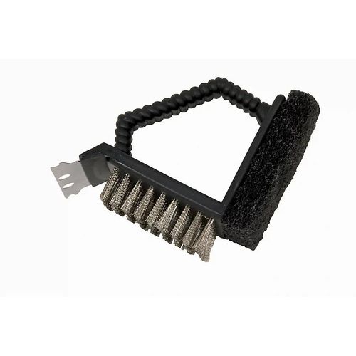 Brosse  barbecue 3 fonctions acier inoxydable L.12 x l.7 cm noir