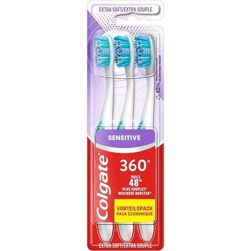 Brosse  Dents 360 Deep Clean Extra Souple - limine Les Bactries Des Dents, De La Langue, De L`Intrieur Des Joues Et Des Gencives - Les Brins Interdentaires Nettoient Entre Les Dents - Lot De 3