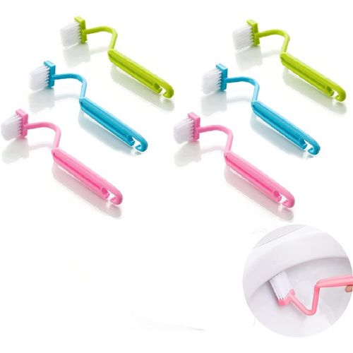 Brosse Bord De Jante Toilette,Toilette Wc Rebord De Nettoyage,Brosses De Toilettes Type V,Brosses De Nettoyage Multifonction,6pc Brosse De Toilette Balai Wc Pour Coins De Toilettes Poigne Incurve
