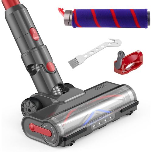 Brosse Pour Dyson V7 V8 V10 V11 V15 Sv10 Sv12 Sv14 Sv15, Tete Balai Dyson Avec Brosse Turbo Et Brosse Velours Douce, 4Led Et Verrou De Gchette, Accessoire Dyson Pour Moquette, Par[CLE150456]