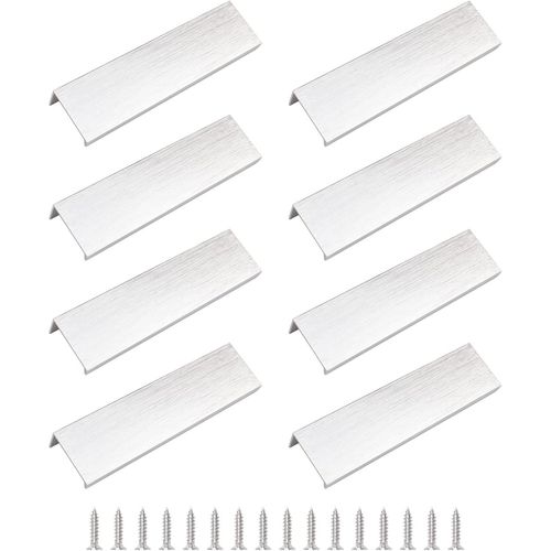 Bross Silver Finger Side Pull, 8 Pcs Cach Poignes De Tiroir Modernes, Angle Droit Aluminium Poigne De Garde - Robe Invisible Pour Tiroirs De Matriel De Cabinet / 120mm[Jia5283876]