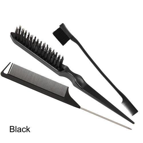 Brosses  Cheveux Double Face Pour Salon Professionnel,Brosse  Bord,Peignes  Queue De Rat,Outils De Coiffure,3 Pices - Type Black