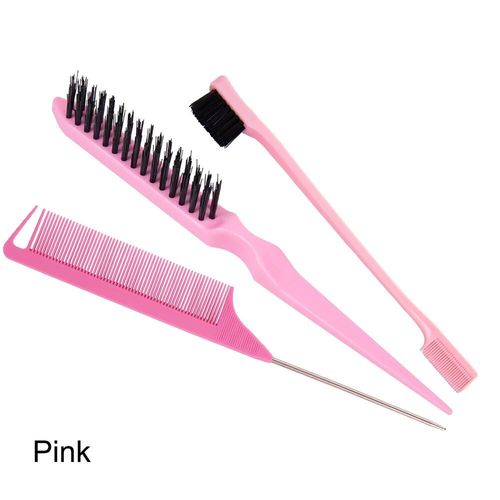 Brosses  Cheveux Double Face Pour Salon Professionnel,Brosse  Bord,Peignes  Queue De Rat,Outils De Coiffure,3 Pices - Type Pink