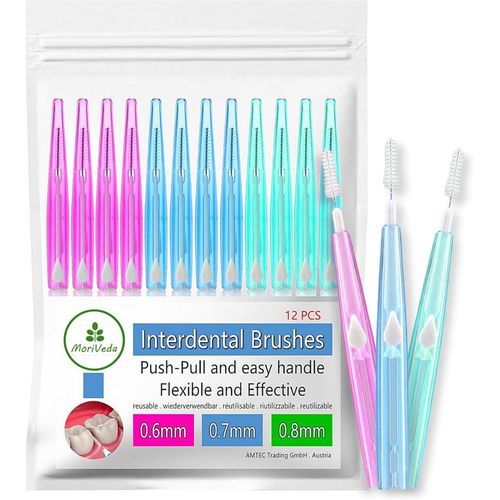 Brosses Interdentaires Np-Vital,Jeu De 12 (0,6/0,7/0,8 Mm),Brosses Interdentaires Pour Une Hygine Buccale Propre,Fonction Push-Pull,Dveloppes Avec Des Laboratoires Dentaires.Mix.[Y504]