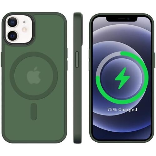 Brs-Coque Magntique Pour Iphone 11, Compatible Avec Magsafe, Dos Mat Translucide, Fine, Rsistante Aux Chocs, Protection Antichoc De Qualit Militaire, Vert Alpin