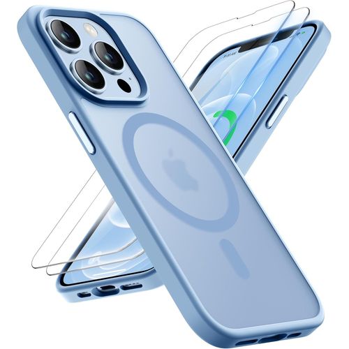 Brs-Coque Pour Iphone 12 Pro Max Avec 2 Verre Tremp, Compatible Avec Mag Safe, Etui Translucide Mat ArriRe Antichoc Coque MagnTique Pour Iphone 12 Pro Max 6.7