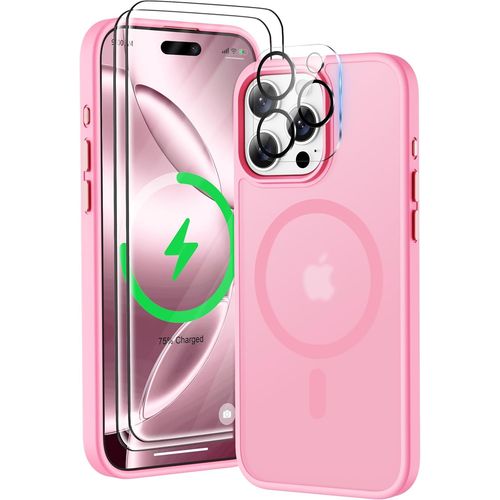 Brs-Coque Pour Iphone 16 Pro Avec 2 Verre Tremp Et 1 CamRa Protecteur, Translucide Mat ArriRe Housse Fine Antichoc MagnTique Pour Iphone 16 Pro Case Compatible Avec Mag-Safe 6.3