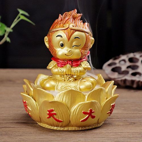 Brleur D'aromathrapie En Rsine, Porte-Encens  Bobine Monkey King, Base De Lotus, Brleur  Reflux, Dcoration Crative De La Maison