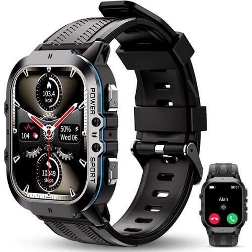 Bt20 Montre Connecte Hommes-1.96'' Grand cran,100+ Modes Sportifs 5 Atm Militaire Smartwatch Avec Appels Bluetooth Frquence Cardiaque Spo2 Sommeil Pour Android Ios
