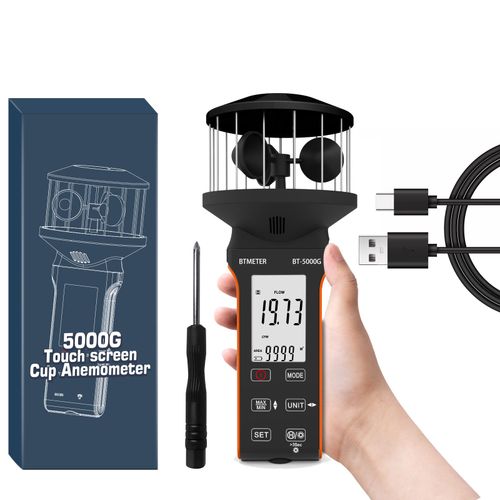 Btmeter Anmomtre Bleu Vitesse Du Vent Volume D'air Mesure De La Temprature Rtro-clairage Anmomtre Multifonction,Bt-5000g - Type Orange