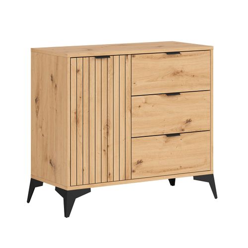 Buffet 1 Porte 3 Tiroirs Stratifis Beige