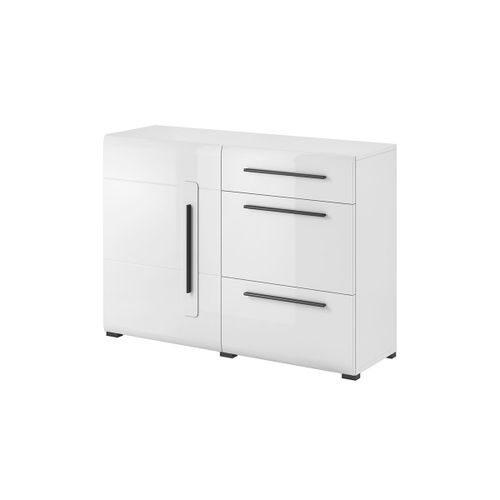 Buffet 1 Porte 3 Tiroirs Stratifis Blanc