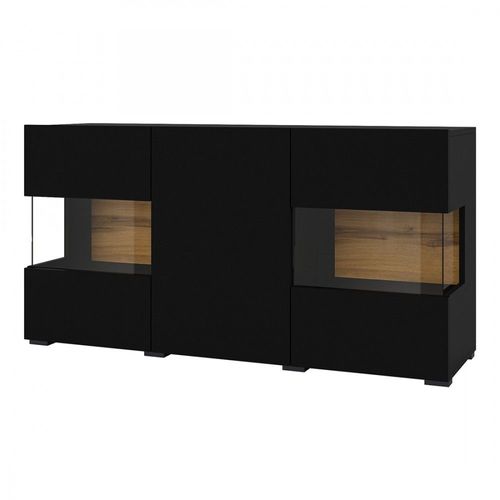 Buffet 120cm Collection Eva 3 Portes. Couleur Noir Et Chne.