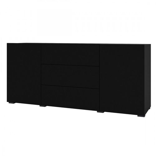 Buffet 140cm Collection Eva 2 Portes Et 3 Tiroirs. Couleur Noir Et Chne.