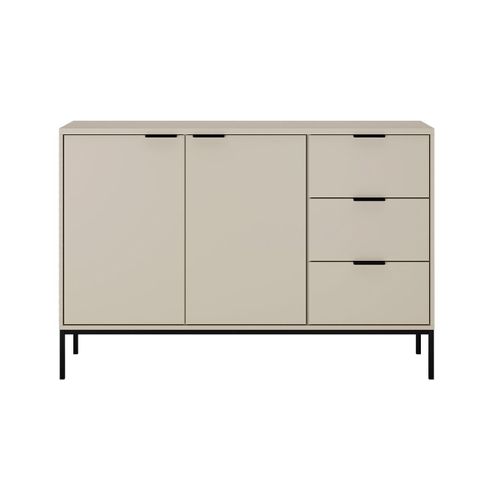 Buffet 2 Portes 3 Tiroirs Stratifis, Acier, Aluminium Beige