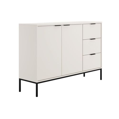 Buffet 2 Portes 3 Tiroirs Stratifis Blanc