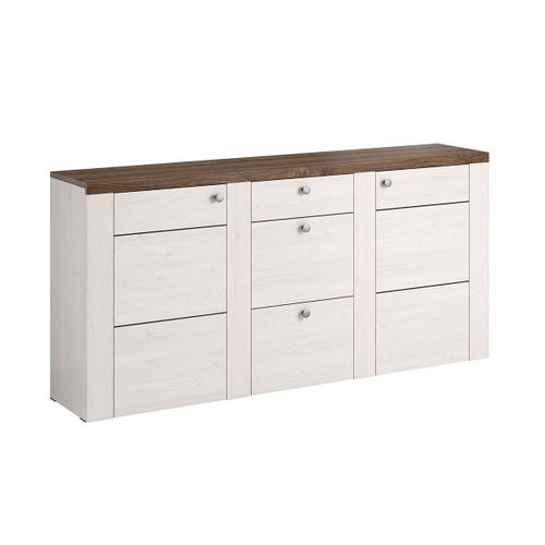 Buffet 2 Portes 3 Tiroirs Stratifis Naturel Et Blanc