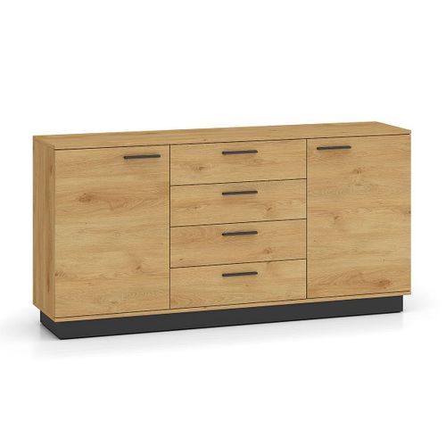 Buffet 2 Portes 4 Tiroirs Stratifis Beige Et Noir