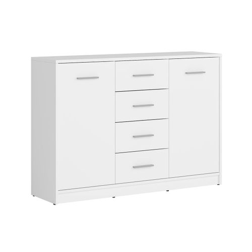 Buffet 2 Portes 4 Tiroirs Stratifis Blanc