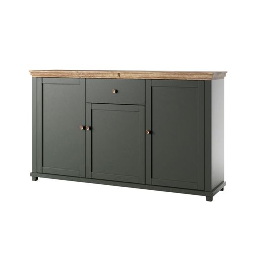 Buffet 3 Portes 1 Tiroir Stratifis Vert Et Bois