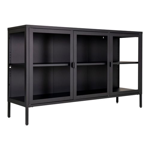 Buffet 3 Portes Verre Et Acier Noir