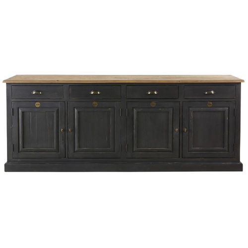 Buffet 4 Portes 4 Tiroirs En Bois De Pin Recycl Gris Anthracite