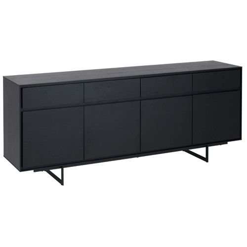 Buffet 4 Portes 4 Tiroirs En Effet Bois Et Mtal Noir