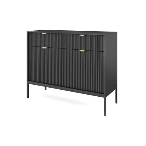 Buffet Avec 2 Portes Et 2 Tiroirs - Noir - Liouba