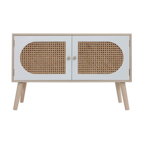 Buffet Bas 2 Portes En Bois Blanc Et Marron