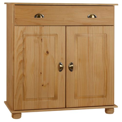 Buffet Colmar Commode Bahut Vaisselier Meuble Bas Rangement Avec 1 Tiroir Et 2 Portes, En Pin Massif Teint Et Cir