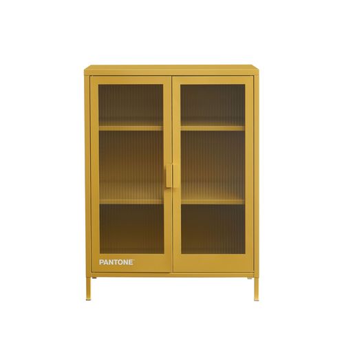 Buffet Jaune Moutarde Portes En Verre Cannel