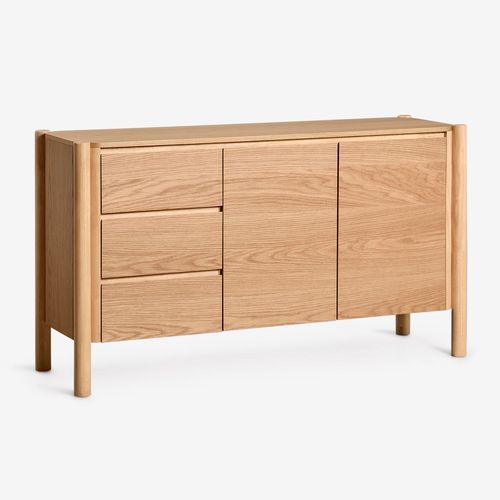 Buffet Rectangulaire 145x45 Cm En Mdf Plaqu Chne Munden Marron Chne