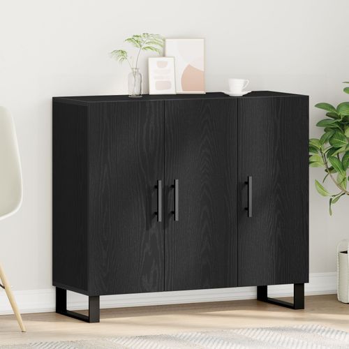 Buffet Vidaxl Avec 3 Portes En Chne Noir 90x34x80 Cm En Bois D'ingnierie