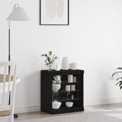 Buffet Vidaxl Avec Lumires Led Chne Noir 60,5x37x67 Cm