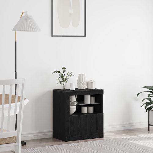 Buffet Vidaxl Avec Lumires Led Noir Chne 60,5x37x67 Cm