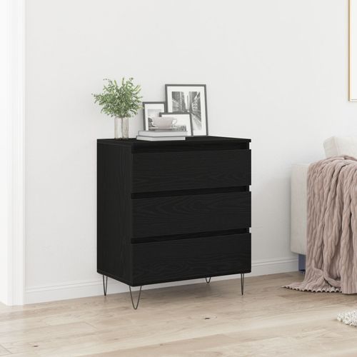 Buffet Vidaxl Avec Tiroirs Bois Noir 60x35x70 Cm Matriau En Bois Reconstitu