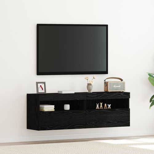 Buffets Tv Vidaxl Avec Lumires Led 2 Pcs Chne Noir 60x30x40 Cm
