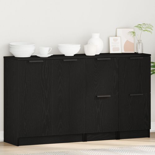 Buffets Vidaxl 3 Pcs Bois D'ingnierie Noir