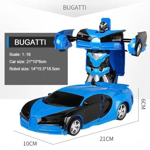 Bugatti bleue - Transformateur 2 en 1 RC, Robot de Transformation de conduite de voiture, Modles de voitures tlcommandes, Jouet de combat RC, Cadeau de nouvel an